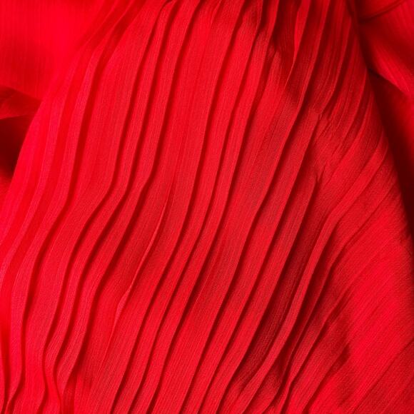 Alice + Olivia Holly Ruffle Tiered Asymmetric High Low Red Maxi Dress Sz 2 - Picture 7 of 11